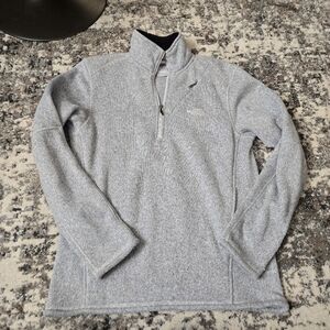 The North Face Heathered Gray Fleece Turtleneck Half Zip Sweater - SZ S